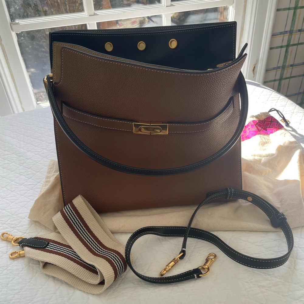 NWOT Tory Burch Lee Radziwell Pebbled Double bag